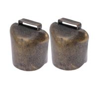 KAILIKETIY 2Pcs Bronze Plated Iron Cattle Bells for Livestock Medium Grazing Supplies with Sound Anti-lost Farming Accessories for Cows and Farm Animals