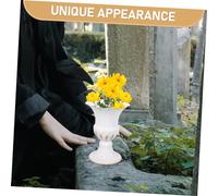 KAILIKETIY 2Pcs Cemetery Flower Container White and Gold Memorial Vase for Artificial Flowers Grave Floral Holder for Lawn Decorations and Tombstone Tribute