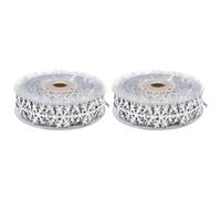 KAILIKETIY 2pcs Christmas Decorative Ribbon Snowflake Ribbon Embossed Polyester Silver 10m Roll for Crafts and Exhibition Decoration Valentine's Day Gift Wrapping