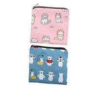 KAILIKETIY 2Pcs Cute Sanitary Pad Storage Bags for First Period Kit Pouch Cartoon for School Use Convenient Zipper Closure for Teens