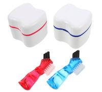 KAILIKETIY 2Pcs Denture Cleaning Complete Oral Care Container with Strainer Basket Holder for Home Travel Durable Design for Efficient Denture Maintenance Braces Storage Case