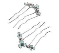 KAILIKETIY 2pcs Elegant U Shaped Hair Styling Comb with Faux Pearls and Floral Decoration Metal Wave Hair Forks with Prongs for Wedding Parties and Bridesmaids Sturdy and Shiny Accessories