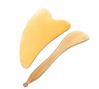 KAILIKETIY 2pcs Massage Plates Natural Horn Scraping Stick Gua Sha Massage Tool Trigger Point Massager for Face Body Care Improve Circulation Skin Elasticity