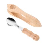 KAILIKETIY 2pcs Montessori Percussion Instrument Wooden Rhythm Spoons with Ergonomic Handles for Music Learning Metal and Wood Folk Musical Spoons for Parties and Rhythm Practice