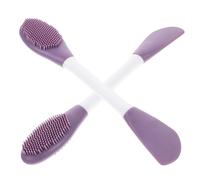 KAILIKETIY 2pcs Mud Mask Brush Double Ended Makeup Brush 6.37x1.06x0.59in Silicone Head Multi-functional Use Free Hands to Get Mask Or Cream for Home Use