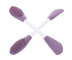 KAILIKETIY 2pcs Mud Mask Brush Double Ended Makeup Brush 6.37x1.06x0.59in Silicone Head Multi-functional Use Free Hands to Get Mask Or Cream for Home Use