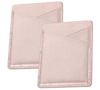 KAILIKETIY 2pcs Pu Card Holder for Phone Case Phone Back Wallet 2-Slots Supple and Comfortable to Touch Organizer for Cards Or Cash 3.34x2.55x0.16in Rose Gold Adhesive