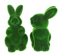 KAILIKETIY 2pcs Realistic Flocking and Foam Rabbit Statues for Garden and Backyard Decor, Adorable Green Bunny Figurines Creating A Charming Festival Atmosphere