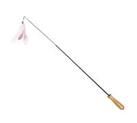 KAILIKETIY 2pcs Retractable Cat Teaser with Wooden Handle Carbon Fiber Rods Hanging Pendant for Indoor Cats and Kittens Blue Pink Interactive Pet Play Exercise