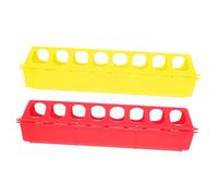 KAILIKETIY 2pcs Small Chicken Feeder Plastic Flip-Top Feeding Trough for Poultry and Birds, Yellow and Red Bird Cage Food Boxes Suitable for Chick and Pigeon Feeding