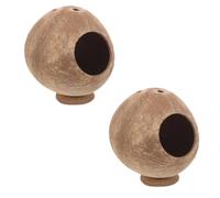 KAILIKETIY 2pcs Small Hamster Hideout Coconut Shell Houses for Small Gerbils and Hedgehogs, Natural Brown Coconuts Shell Material Pet Play and Hideout