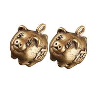 KAILIKETIY 2Pcs Vintage Brass Pig Keychain Pendant Antique Style Compact DIY Keyring for Collectors Craft Lovers Unique Pig Themed Decor