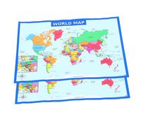 KAILIKETIY 2Pcs World Map Poster for Educational Preschool Wall Art Creative Geography Design for Early Learning Lightweight and Easy to Use for Home