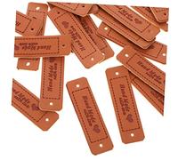 KAILIKETIY 30pcs Handmade Leather Tags for Crochet Knitting Made Love for Clothing Bags and Crafts