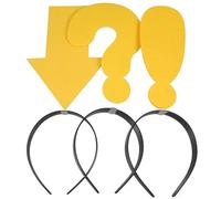 KAILIKETIY 3pcs Arrow Headbands Set with Exclamation Mark, Question Mark Arrow Symbols, Yellow Cosplay Hair Accessories for Halloween, Birthday Party New Year Holiday Headwear