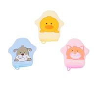 KAILIKETIY 3pcs Cartoon Bath Gloves for Shower Gentle Exfoliating Foaming Mitts in Yellow Blue Bathroom Accessories