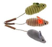 KAILIKETIY 3pcs Catnip Mouse for Indoor Cats Interactive Chew Kitten with Organic Catnip Anxiety Relief and Exercise Cat Supplies in Green Gray Beige