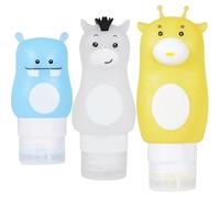 KAILIKETIY 3pcs Silicone Travel Bottles Small Food Containers Compact Refillable Sauce Bottles with Cute Deer Horse and Hippo Shapes for Trips