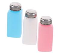 KAILIKETIY 3pcs Stainless Steel Alcohol Solvent Bottles 250ml Nail Polish Remover Press Pump Bottles for Travel and Salon Use Random Color