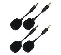 KAILIKETIY 4 Pcs Portable Noise Canceling In-line Microphone for Laptop and Mobile Phones, Mini Voice Recording Mic with 4-pole Plug, Black, for Live Singing, Streaming, and Home Recording