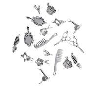 KAILIKETIY 40Pcs Alloy DIY Pendant Charms Mini Scissors Silver Mirror Comb Hair Dryer Accessories for Necklace Making and Crafting Assorted for Keychains