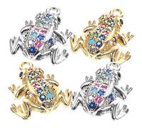KAILIKETIY 4Pcs DIY Frog Charms Jewelry Pendants for Necklace Bracelet Making Multi Functional Mini Frog Jewelry Charms Gold Platinum Colors for Keychains Bag Decorations