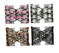 KAILIKETIY 4pcs Double Hair Clip Beads Comb Chic Beaded Hair Accessories for Women Comfortable and Non Slip Design Random Styles Included