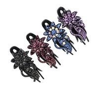 KAILIKETIY 4pcs Duckbill Hair Clip Set with Rhinestones Elegant Flower Design Claw Clips for Thick Fine Hair Violet Dark Blue Gradient Blue and Elegant Purple