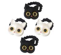 KAILIKETIY 4pcs Elastic Hair Ties for Women, Small Stretchy Ponytail Holders with Cat Design, Black and White Hair Bands for Little ’ Hairstyles and Bun Styling