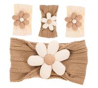 KAILIKETIY 4pcs Floral Headband for Girls Soft Nylon Hair Bow Elastic Hair Bands Boy