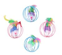 KAILIKETIY 4pcs Interactive Plush Mouse for Cats Assorted Colour Designed to Ease Mood and Strengthen Relationship with Pet Cats for Indoor Play Random Random Color