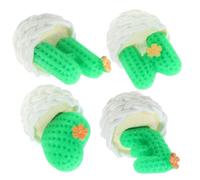 KAILIKETIY 4pcs Mini Artificial Succulent Plants Set, Realistic Mini Cactus Figurines for Desktop and Home Garden Landscaping, Green Faux Potted Plants Decoration for Office and Car