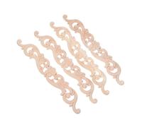 KAILIKETIY 4pcs Solid Wood Carved Appliques Onlays Unpainted Decorative Corner Decals with Deep Relief Embossed Design for Wall Door Cabinet Dresser Mantel DIY European Style Home