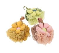 KAILIKETIY 50g Flower Bath Loofah Sponge 3pcs Exfoliating Shower Puff High Density Bath Scrubber for Women and Boys and Girls for Daily Use