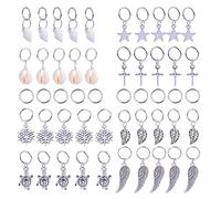 KAILIKETIY 50pcs Metal Round Button Hair Accessories Includes Hair Braid Rings Like Leaves and Stars