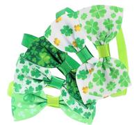 KAILIKETIY 5pcs Adjustable Shamrock Pet Collars with Bow Tie, St Patrick’s Day Festival Accessories for Dogs and Cats, Sizes 2-7, Holiday Puppy Bow Tie Set