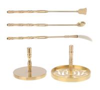 KAILIKETIY 5pcs Brass Incense Tool Set with Lotus Cone Mold and Ash Press, Includes Spoon, Shovel, and Brush for DIY Incense Making and Home Meditation Fragrance