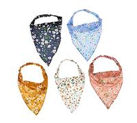 KAILIKETIY 5pcs Elastic Triangle Hair Scarves Floral Printed Head Kerchiefs Hairbands for Women Casual Wear and Outdoor Use