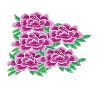 KAILIKETIY 5Pcs Floral Embroidered Clothing Patches Small Medium Purple Peony Iron Applique for Clothes Bags Repair and Decoration Craft Sew Badges