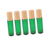 KAILIKETIY 5Pcs Mini Glass Bottles with Wooden Lid Portable Empty Essential Oil Containers for Travel and Home Use Matte Green Durable Perfume Storage