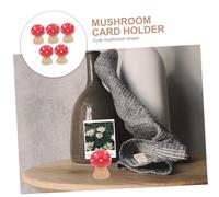 KAILIKETIY 5Pcs Vintage Red Mushroom Wooden Memo Clips Photo Holders Desktop Message Card Stands for Wedding Office Decor Delicate Photo Display Adornments