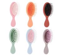 KAILIKETIY 6 pcs Mini Wet Detangling Brush for Curly Hair Lightweight Travel Hair Brushes Pink Orange Lilac Avocado Green and Crimson Gentle Scalp Prevents Damage Durable