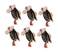KAILIKETIY 6pcs Graduation Cap Brooch Elegant Doctoral Hat Pins Class of Badge Jewelry for High School College Graduates Graduation Present for Students and Teachers