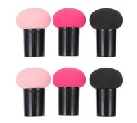 KAILIKETIY 6pcs Mushroom Facial Foundation Sponges with Handle, Hydrophilic Polyurethane Makeup Blending Sponge Applicators for Dry and Wet Use, Easy to Carry Cosmetic Makeup Tool for Women