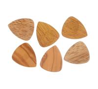 KAILIKETIY 6pcs Wooden Guitar Picks Set for Acoustic and Bass Folk Guitars, Mixed Rosewood Walnut Olive Wood Plectrums, Compact Portable Practice Accessories Random Color
