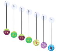 KAILIKETIY 7pcs Reptile Bell Ball Set Suction Cups for Bearded Dragon Lizard Chinchilla and Hamster Colorful Random 4 Bell Balls + 3 Crystal Interactive Small Animal for Climbing Random Color