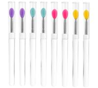 KAILIKETIY 8pcs Lidded Silicone Lip Brush with Transparent Handle for Lipstick Lip Balm and Eyeshadow Application Includes Each of Pink Yellow Green and Purple Heads Compact and Portable