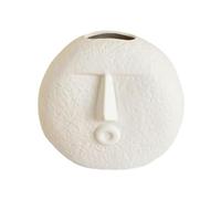 KAILIKETIY Abstract Human Face Shaped Ceramic Vase White Minimalist Flower Pot for Indoor Home Decoration and Floral Arrangement Modern Art Sculpture Vase