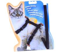 KAILIKETIY Adjustable Black Cat Collar Harness Safety Strap and Leash, Pet Kitten Traction Rope for Walking and Travel