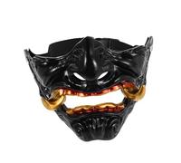 KAILIKETIY Adjustable Half Face Japanese Oni Hannya Mask Scary Samurai Demon Costume Accessory for Halloween Cosplay Masquerade Party Decoration